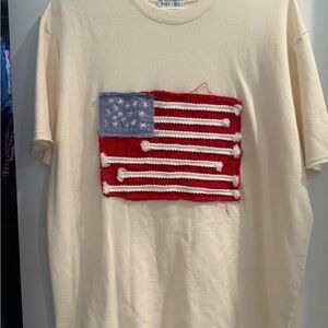 Sage & Fig Cream T-Shirt with American Flag Design